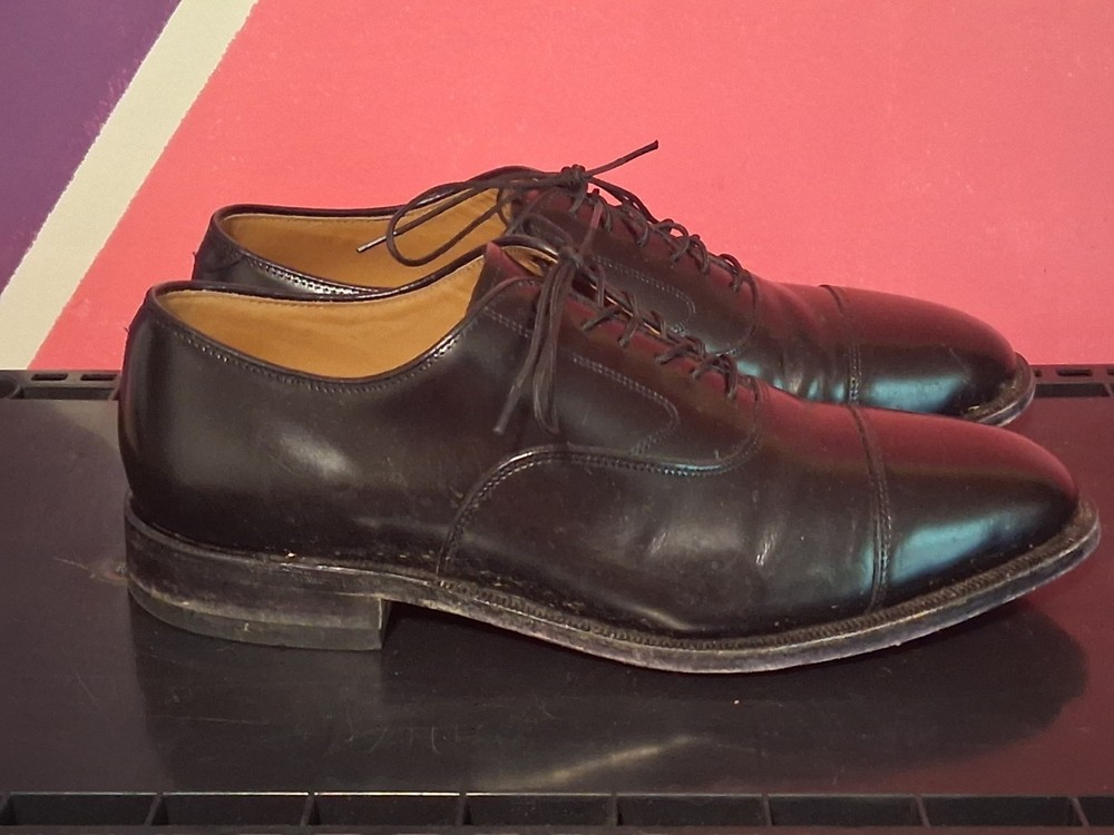 Johnston & Murphy Black Leather Cap Toe Lace-Up Oxford Dress Shoes Men's Sz 8.5D