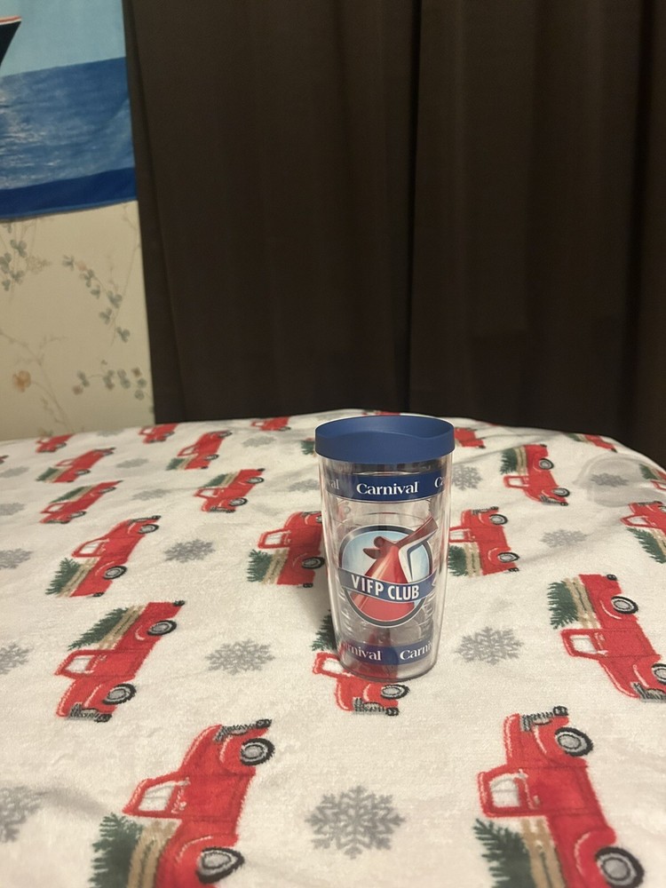 Carnival Cruise Ship VIFP TERVIS Tumbler Travel Mug 16 oz. Blue Lid