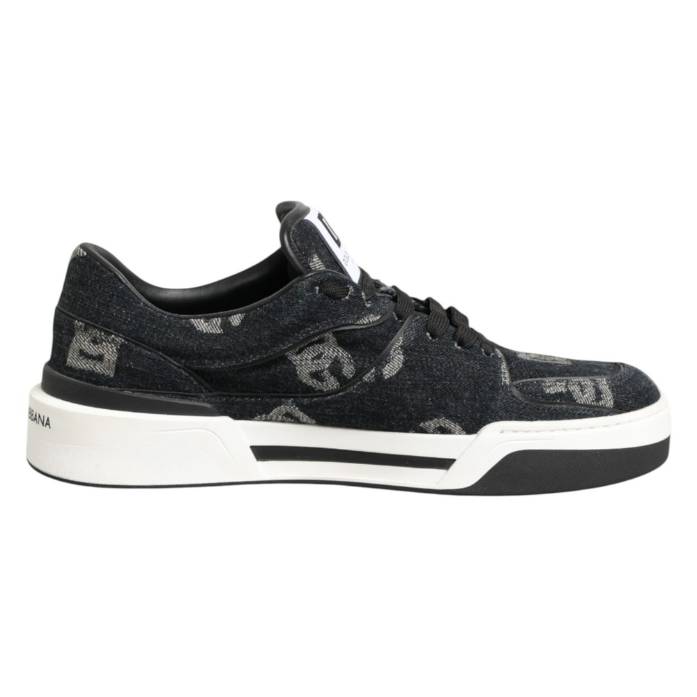 DOLCE & GABBANA Shoes Blue Cotton Denim Logo Low Top Sneakers EU44 /US11 1130usd