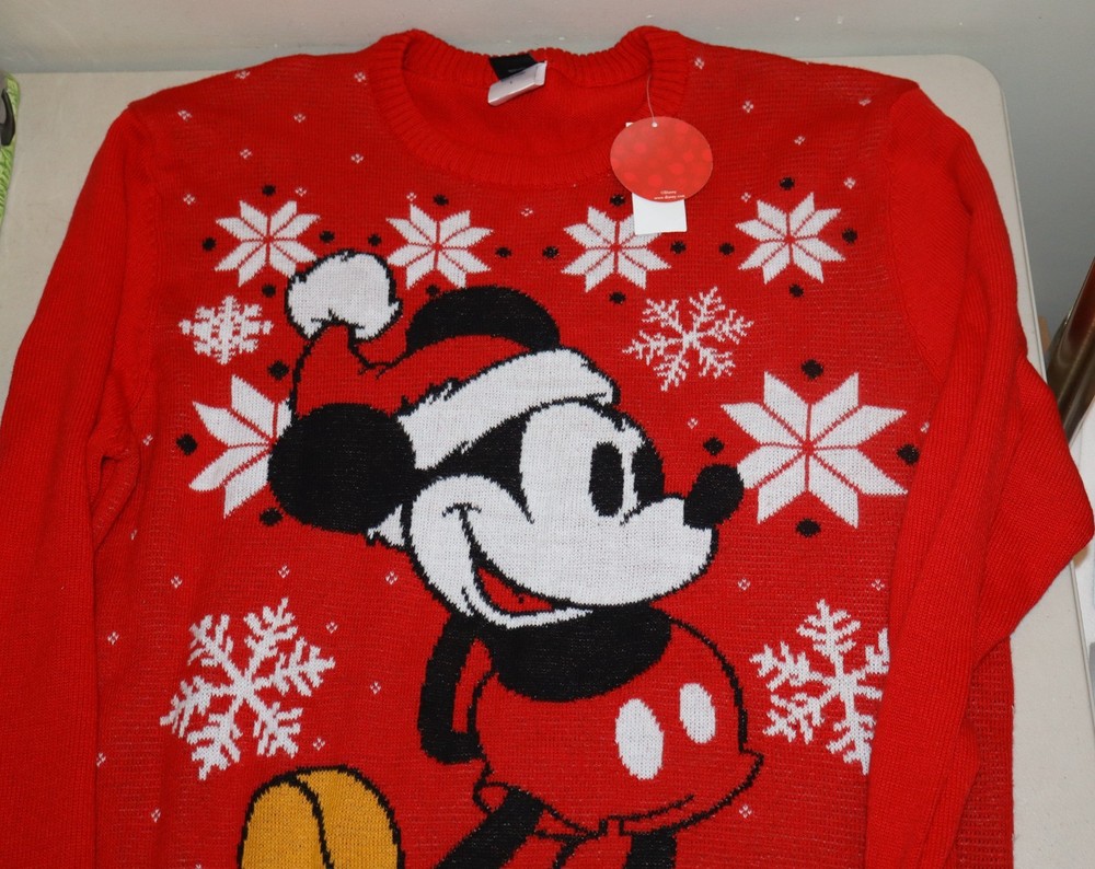 Men's Christmas Vintage Knit Mickey Mouse Santa Disney Sweater K Mart Size Large