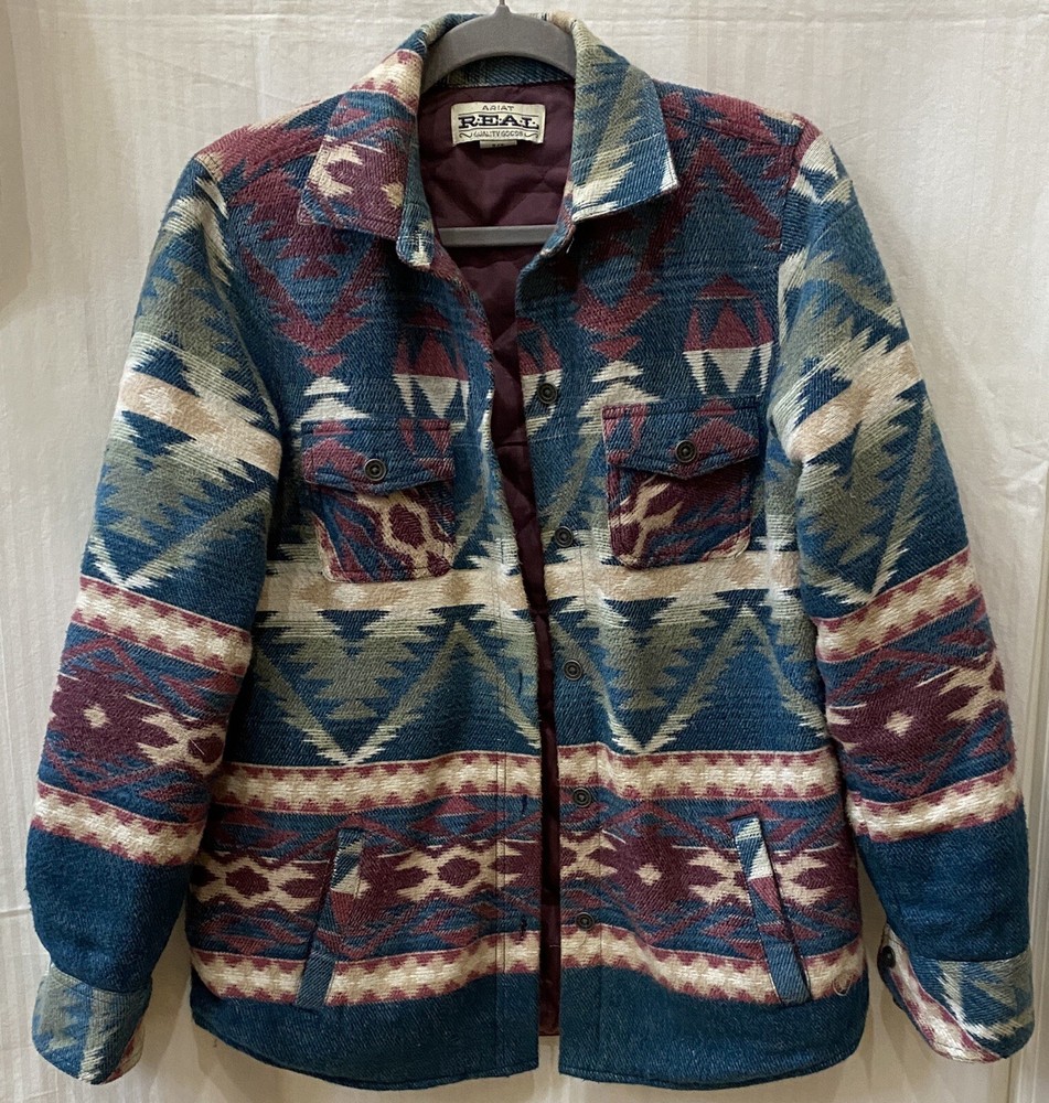 Ariat Real Shacket Shirt Jacket Size Small Fiery Jacquard Aztec Western
