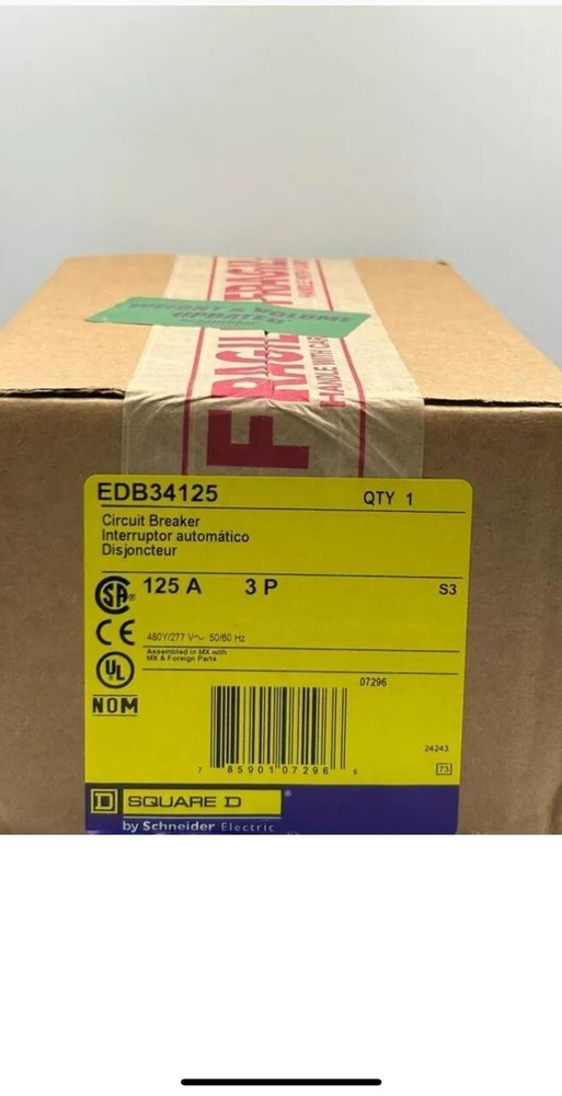 Square D EDB34125 125 Amp 3 Pole Circuit Breaker