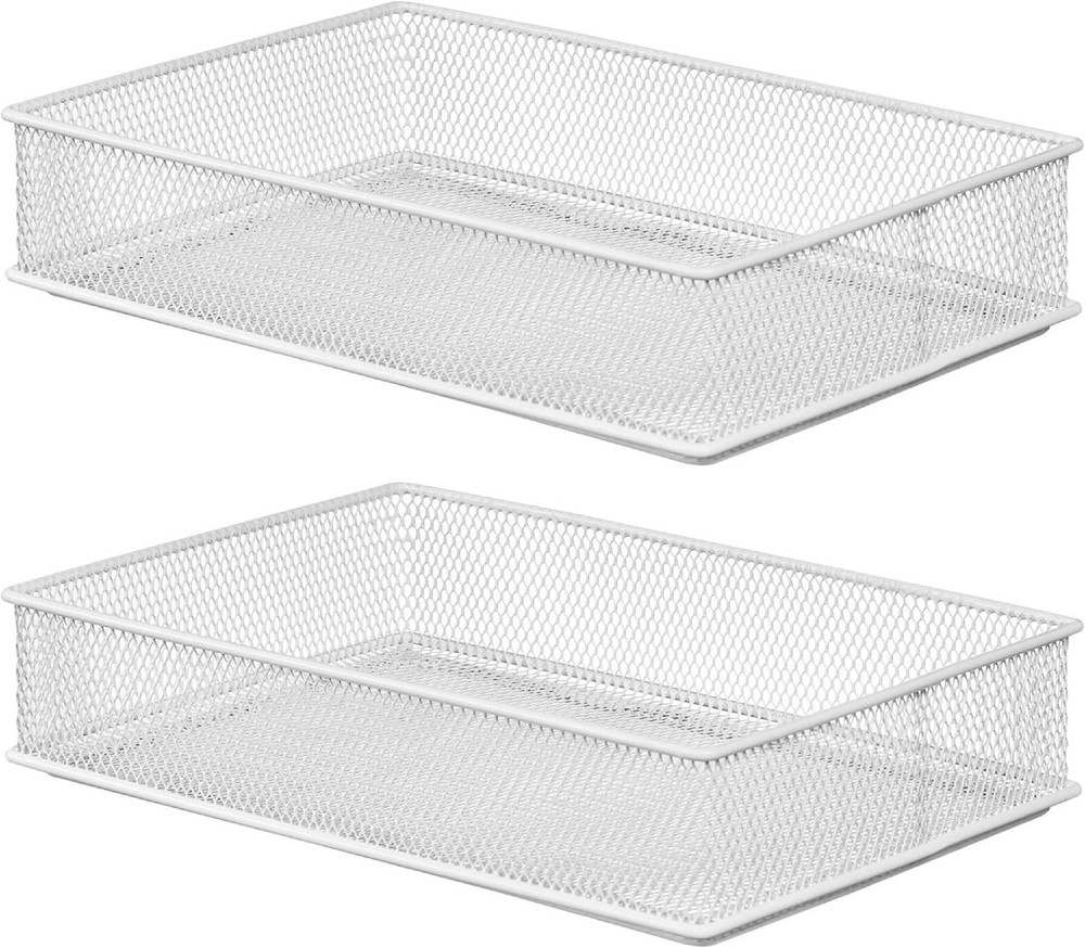 White Mesh Drawer Cabinet and or Shelf Organizer Bins, School Supply Holder O...