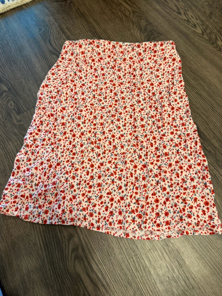 Brandy Melville White Red Blue Floral Short A-Line Skirt Women Regular