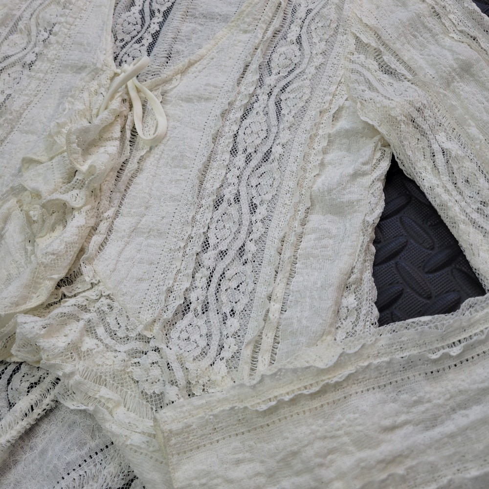 Peach Love Boho Blouse Cottagecore Top Romantic Lace Festival Bell Sleeve