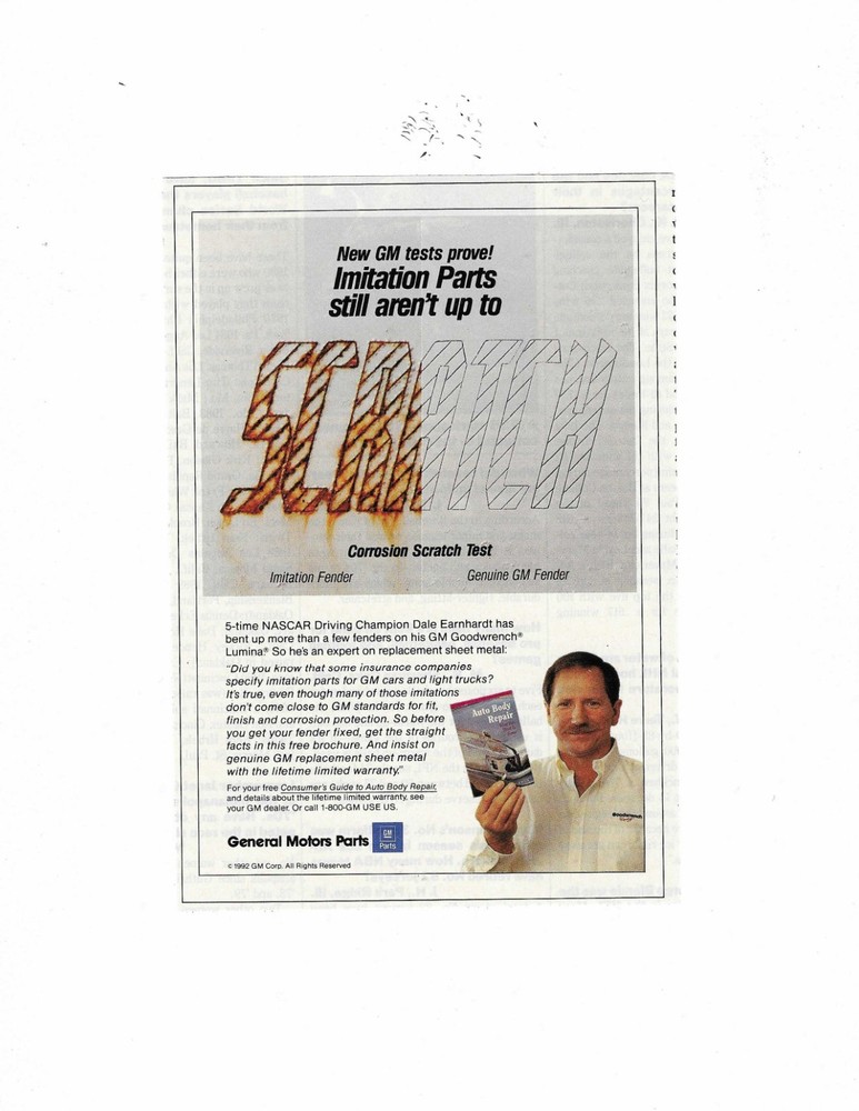 NASCAR DALE EARNHARDT  GENERAL MOTORS and DALE JR. WRANGLER  ORIGINAL PRINT ADS
