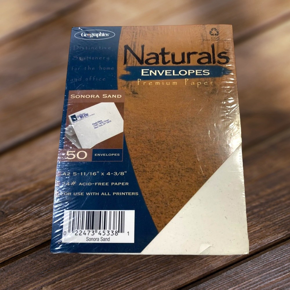 50 PARCHMENT ENVELOPES Premium ACID FREE Geographics Naturals 4.5” x 5.75”-image