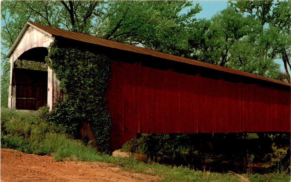 NEET BRIDGE, River, Little Raccoon, Rockville, Indiana, Covered Bridge Postcard