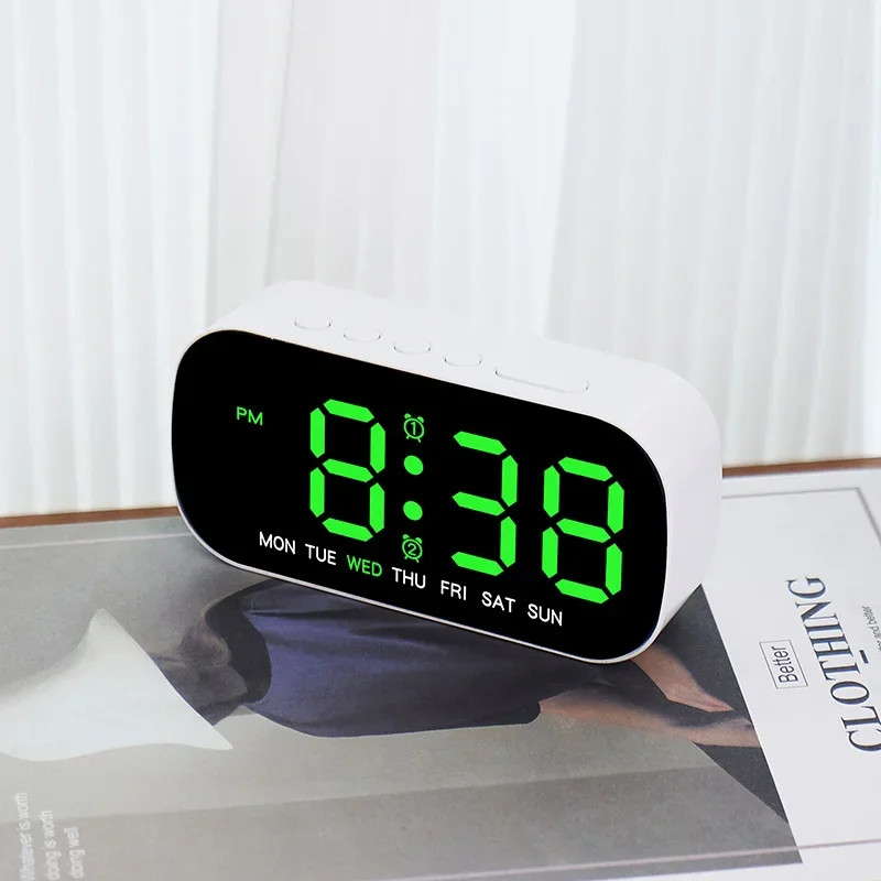 Digital Alarm Clock USB Powered Temperature Date Week Dual Alarm Night Mode
