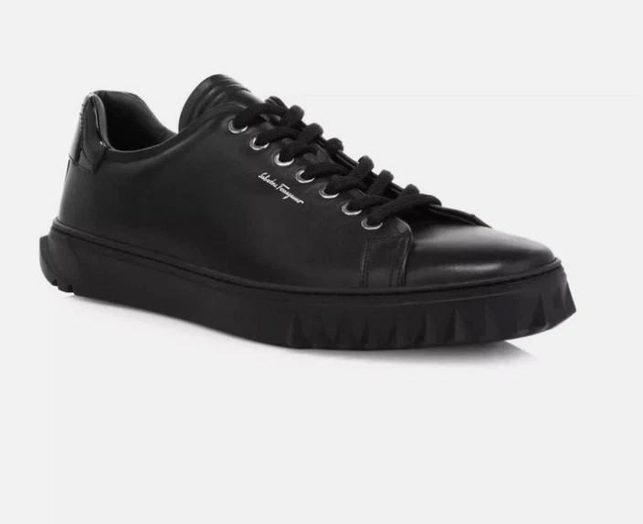 New Salvatore Ferragamo Cube Leather Low Top Men Sneaker Fashion Black 13