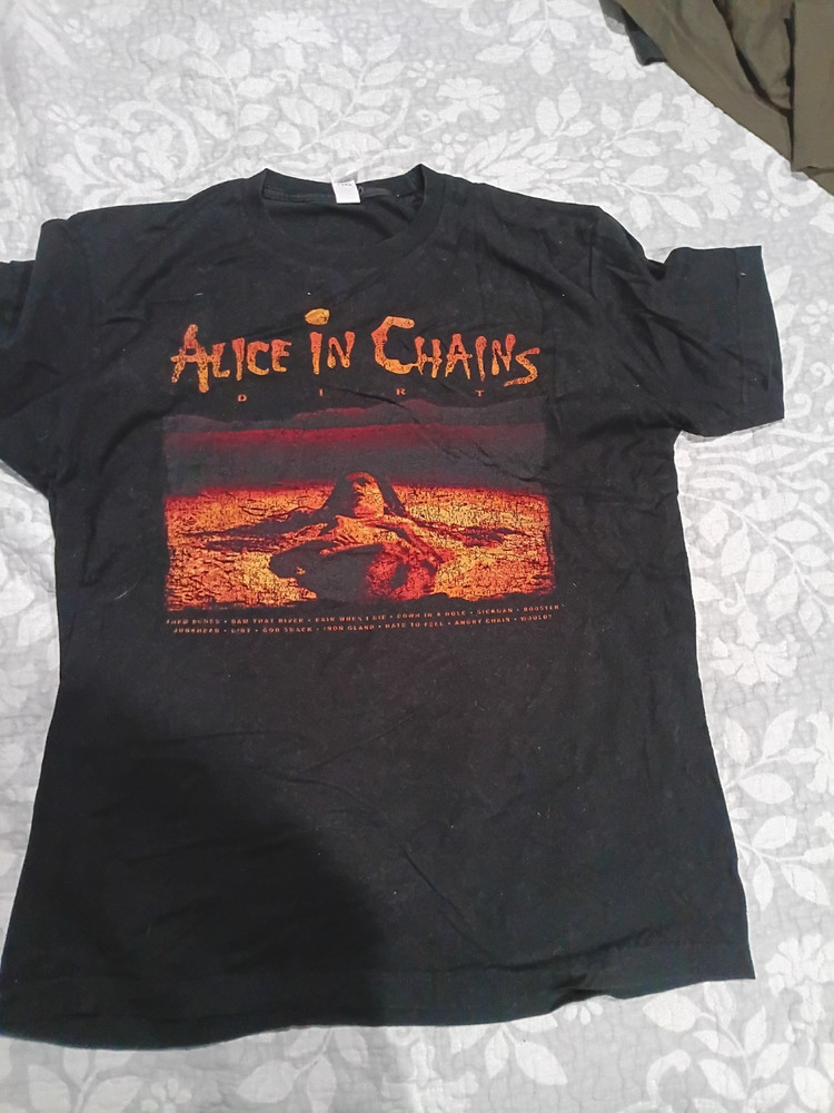 Alice In Chains Dirt Black Graphic Print Men's Crew Neck T-Shirt L Cotton