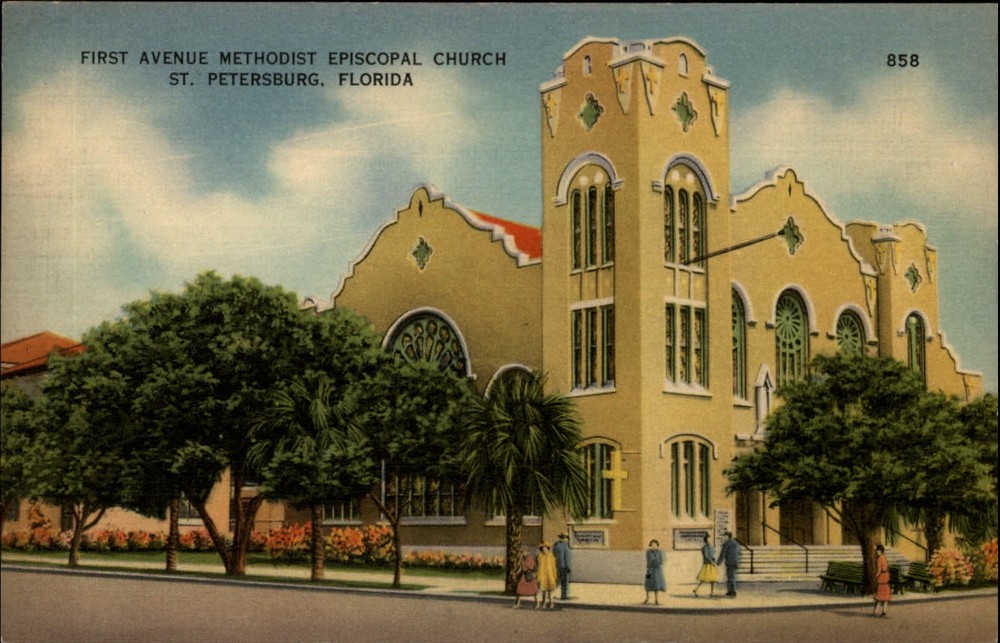 St Petersburg Florida ~ First Avenue Methodist Episcopal Church ~ 1940s unused