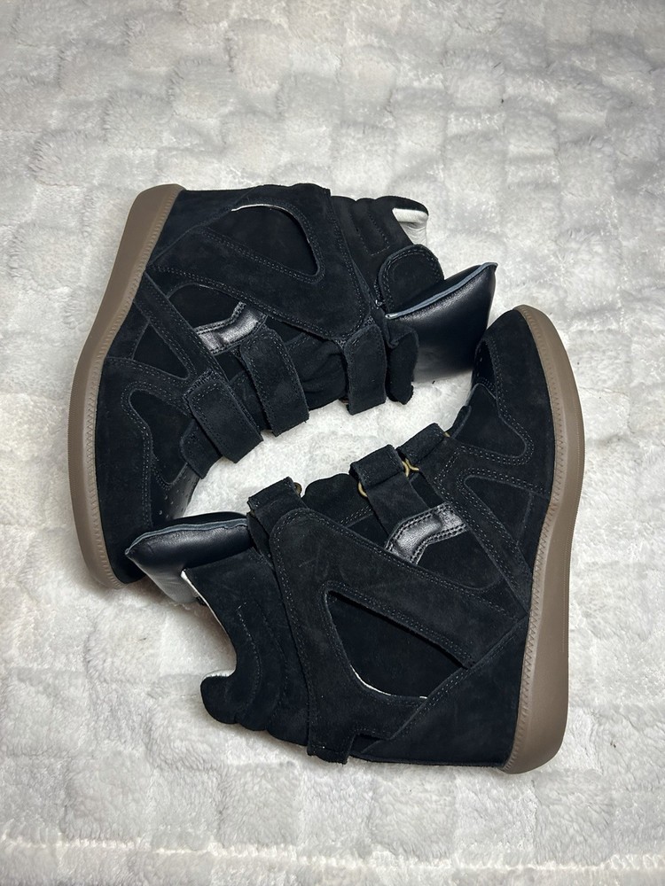 Isabel Marant Bekett Leather Wedge Sneaker Black Size US 7 EU 38