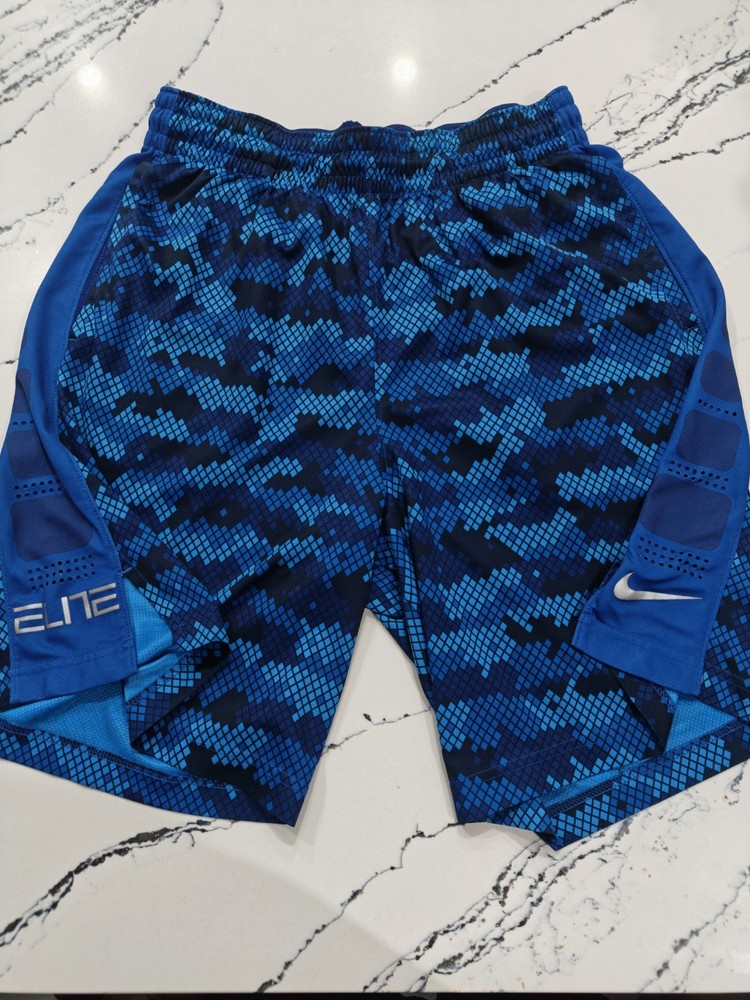 Nike Dri-Fit Elite Stripes Basketball Shorts Photo Blue Digital Camo Men's Sz XL