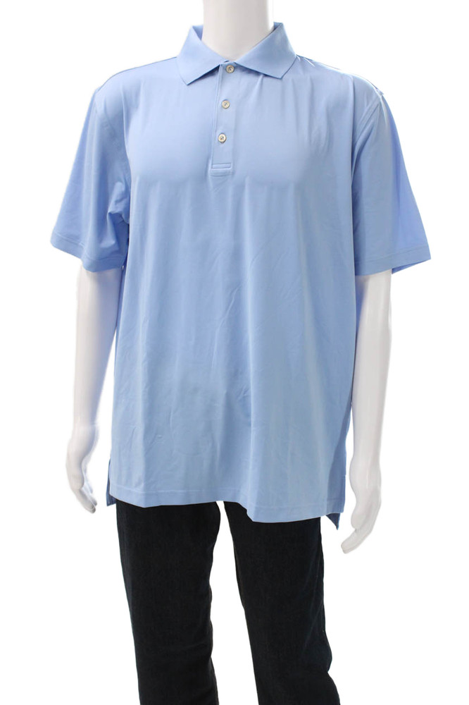 Peter Millar Mens Polo Short Sleeve Collared Blue Polyester Blend Size LFree Shipping in US $100+ Orders | $6.95 Orders Below