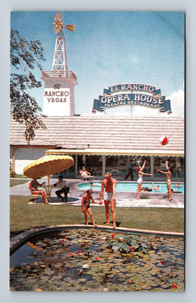 El Rancho Vegas Hotel Opera House Theatre Restaurant Pool Nevada Postcard