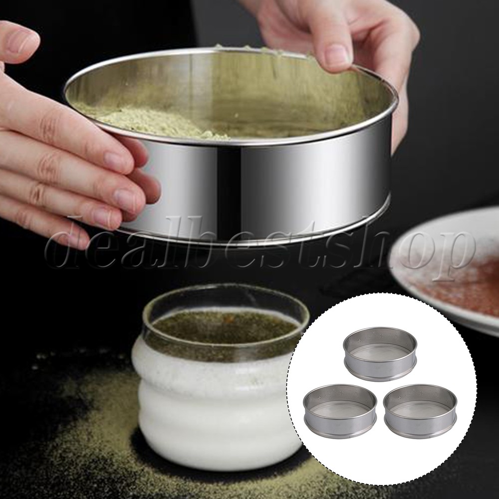 3-Pack 20cm Fine Mesh Flour Sifter for Coffee Milk Tea and Baking