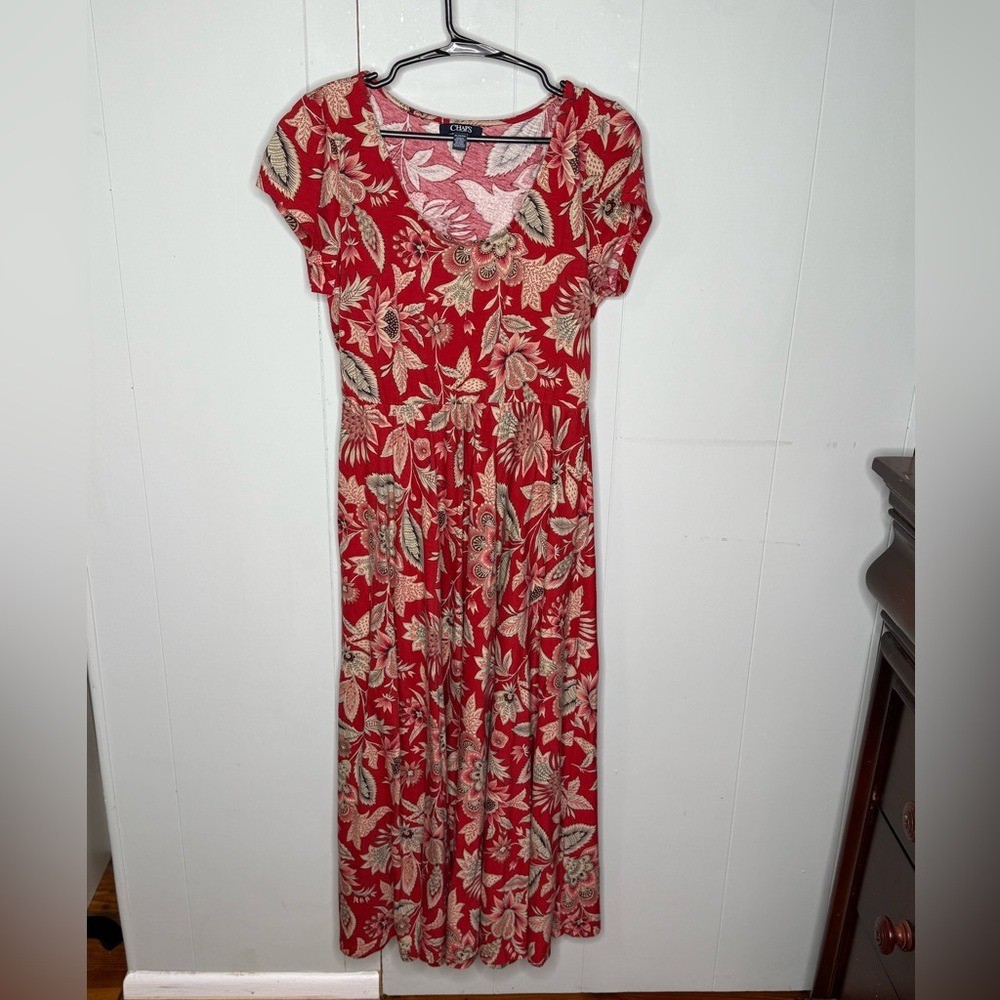 Chaps Floral Paisley Maxi Dress Prairie Cottagecore Weatern