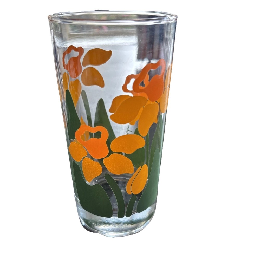 Vintage Anchor Hocking Nina Daffodil Glass Tumbler  1983