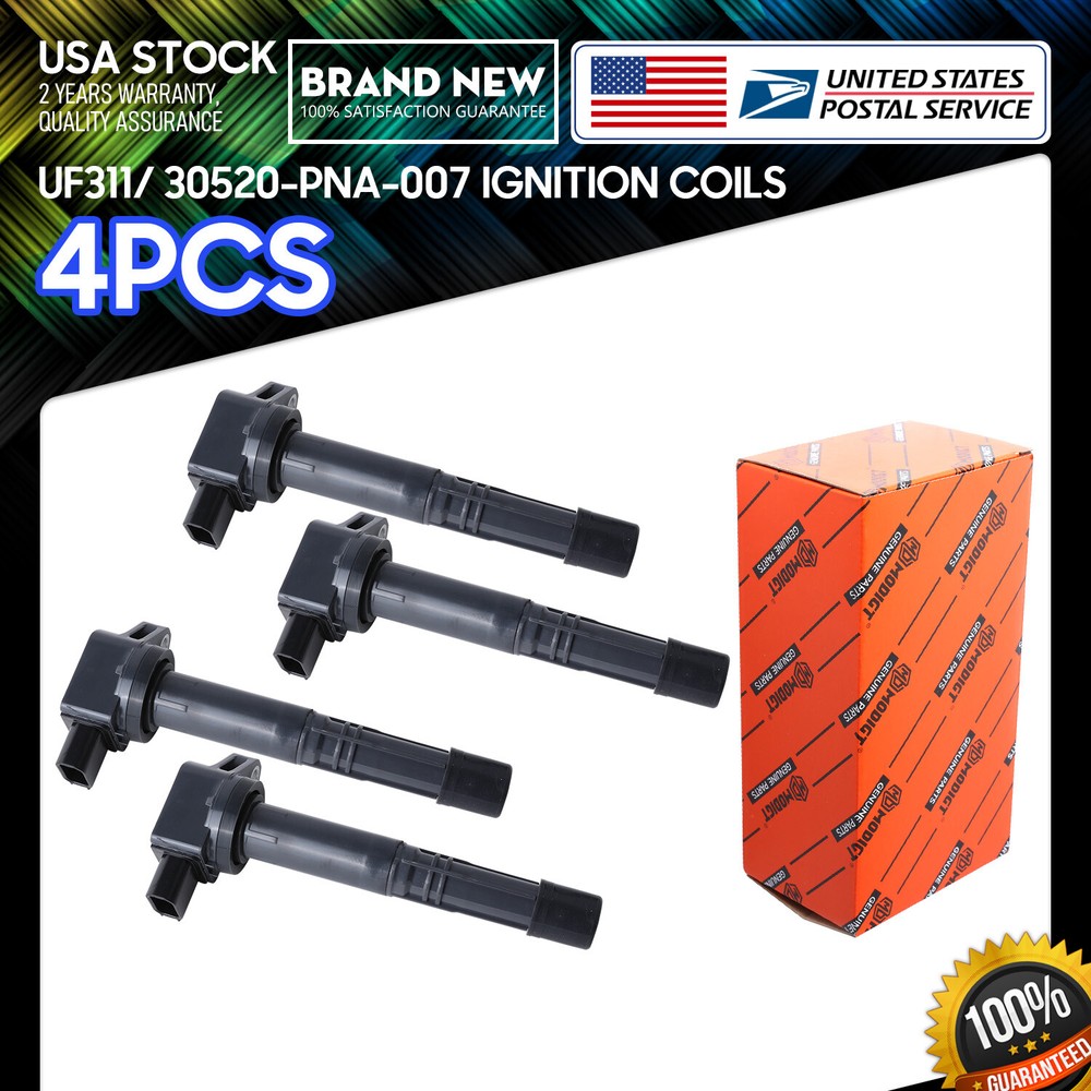 GENUINE 4Pcs 30520-PNA-007 UF311 Ignition Coils For 2002-2009 Honda CR-V 2.4L l4