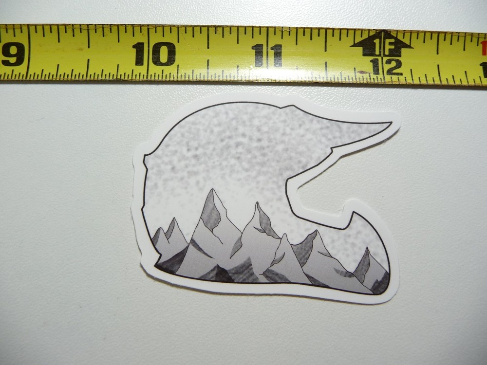DIRT BIKE HELMET MOUNTAIN SCENE DECAL STICKER MOTOCROSS RIDING MOTORCYCLE