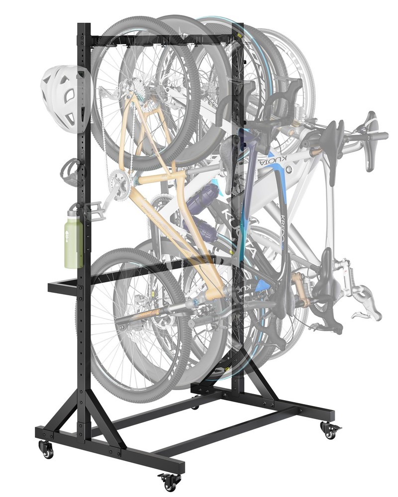 Heavy Duty Freestanding Bike Rack Holds 5 Bikes Up To 350LBS Vertical Storage