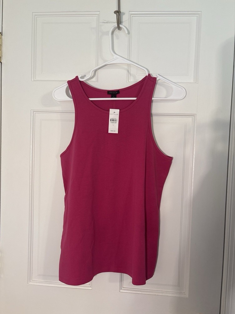 Ann Taylor Women’s Fuchsia Tank Top Size large ] NWT Sleeveless Casual Stretch