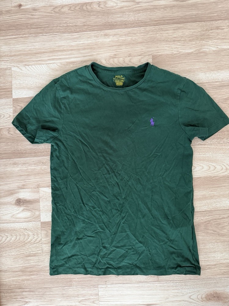 Polo Ralph Lauren Green Solid Logo Cotton Knit T-Shirt Men's M Crew Neck