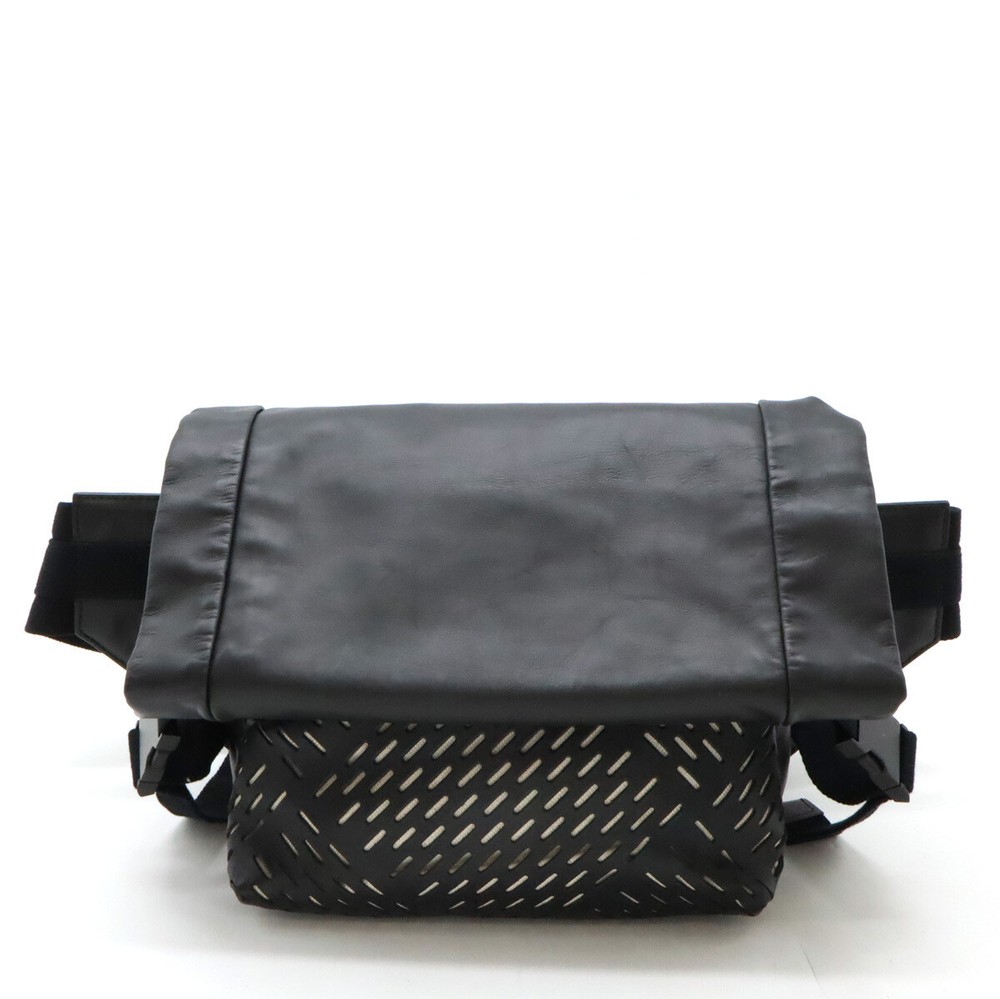 BOTTEGA VENETA Black Leather Perforated Waist Body Bag 578540 247300