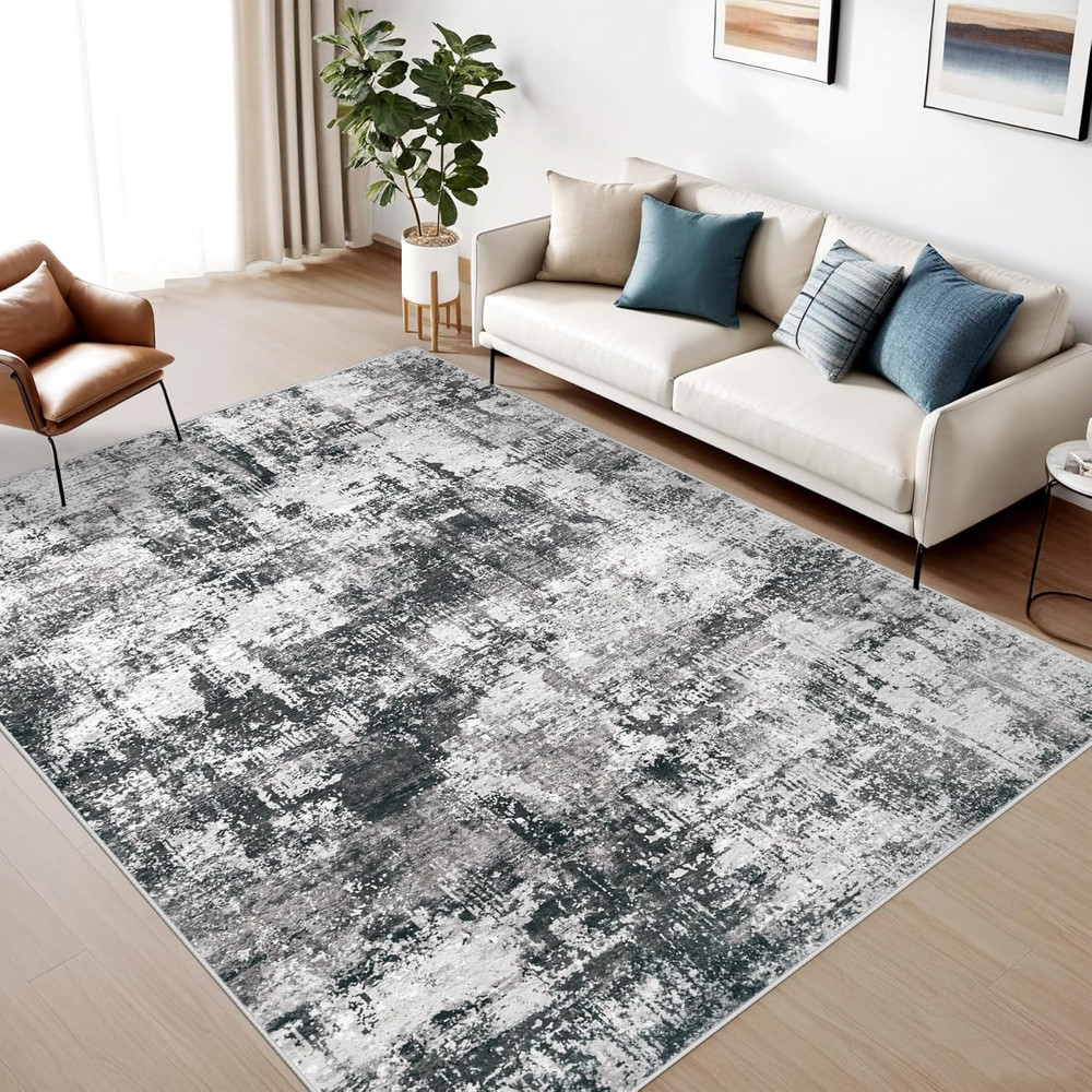 5X7 Area Rug for Living Room: Washable Abstract Soft Rugs Non Slip Modern Stain