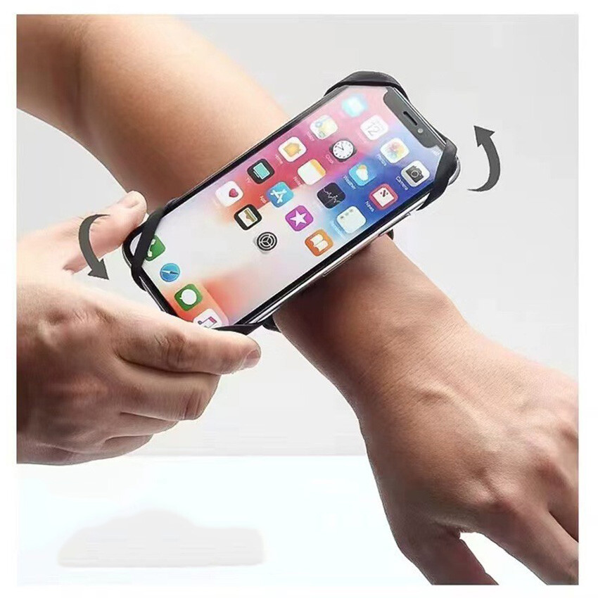 360 Rotating Phone Holder Armband with Elastic Wrist Strap for Hands-Free Use