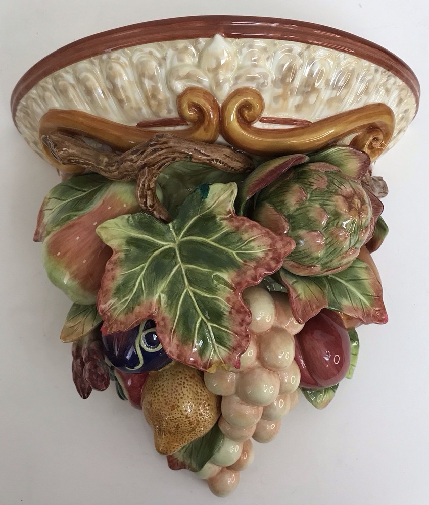 Fitz and Floyd Venetian Romance Hanging Wall Pedestal Fruit Veg Artichoke *Read*