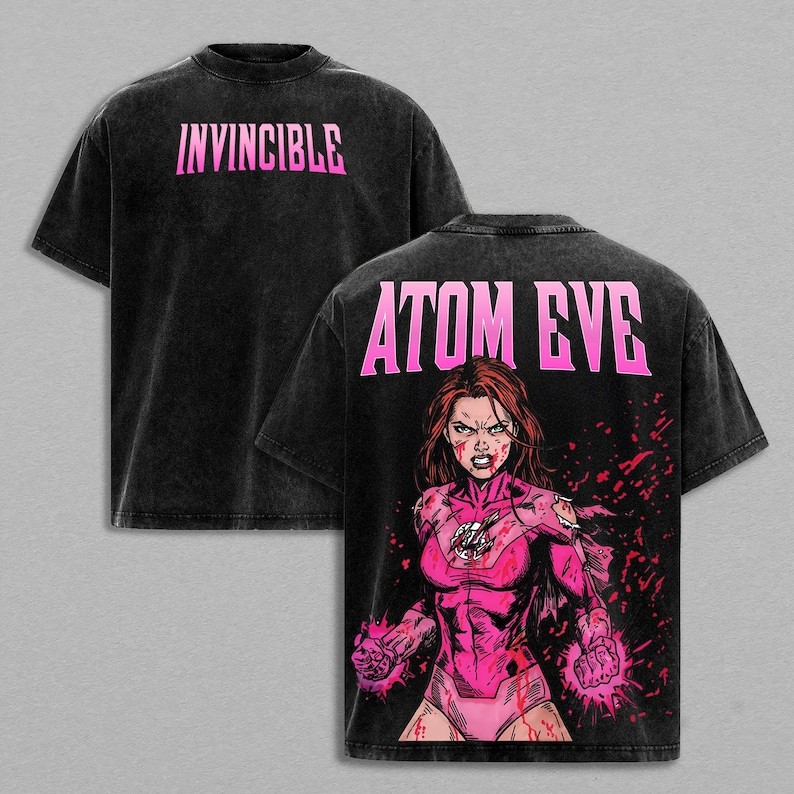 Atom Eve Invincible Shirt, Superhero Pink Energy Tee, Mark Grayson Series Graphi