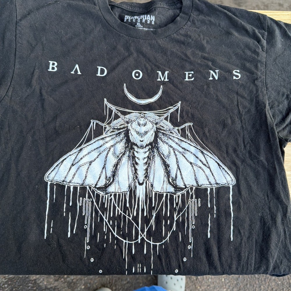 Bad Omens Moth Logo Sumerian Records Official Merch BLACK Tshirt - Men's Sz XL