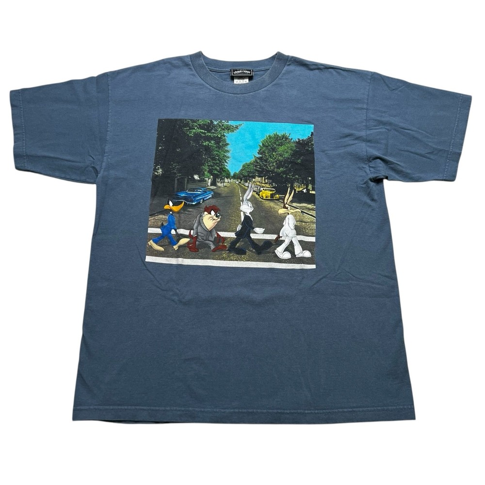 Vintage 90s Looney Tunes Beatles Abbey Road USA Made Graphic Tee Shirt Men's XL
