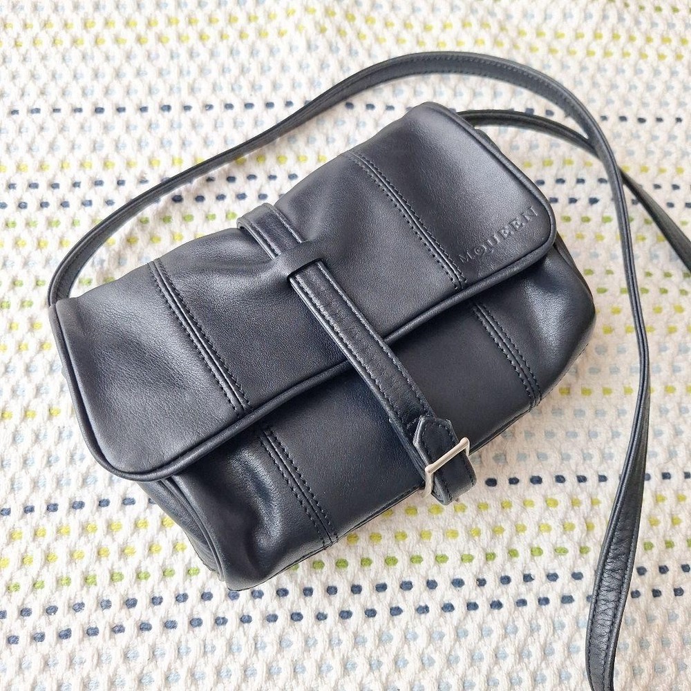 Alexander McQueen Black Leather Shoulder Bag Compact with Mirror Used From Japan