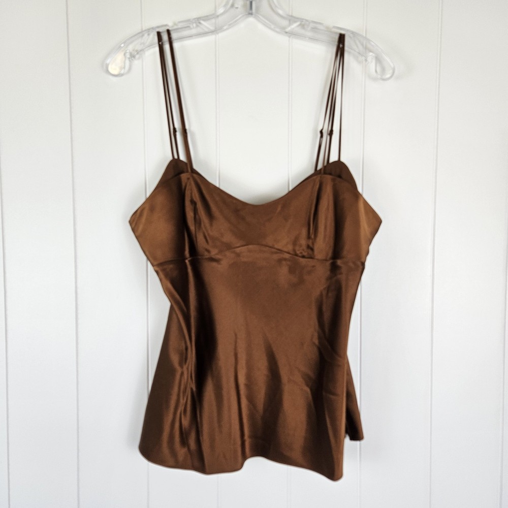 Veronica Beard Donita Cami Silk Blend Brown Babydoll Ethereal Womens 10 Flaw