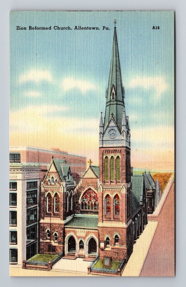 Pennsylvania PA Allentown Zion Reformed Church Vintage Postcard