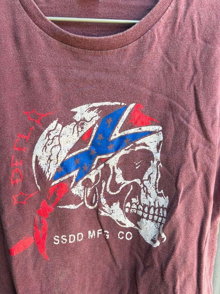 FUCT SSDD T-Shirt Skull Print Maroon Size S Pre-Owned