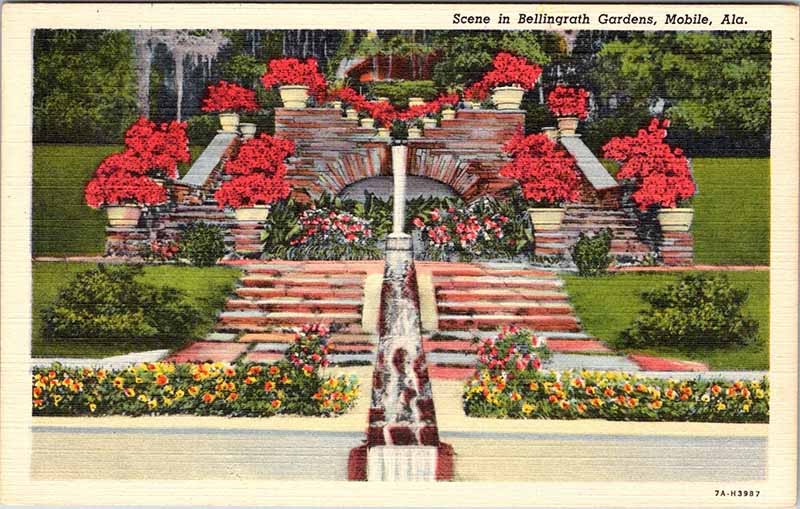 Postcard GARDEN SCENE Mobile Alabama AL m/09 AO7083
