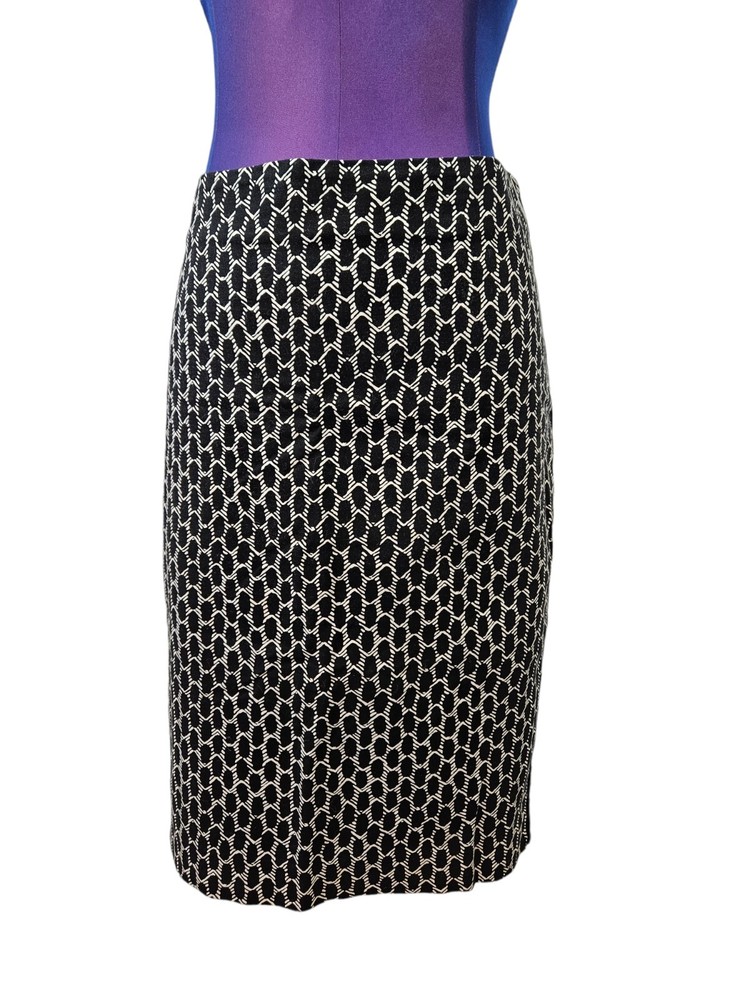 Adrianna Papell Black & White Geometric Print Pencil Skirt Size 4 Women's D29