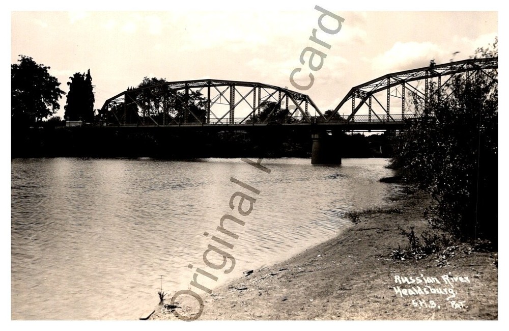 1930s Bridge at Russian River Healdsburg California Vintage Real Photo Postcard