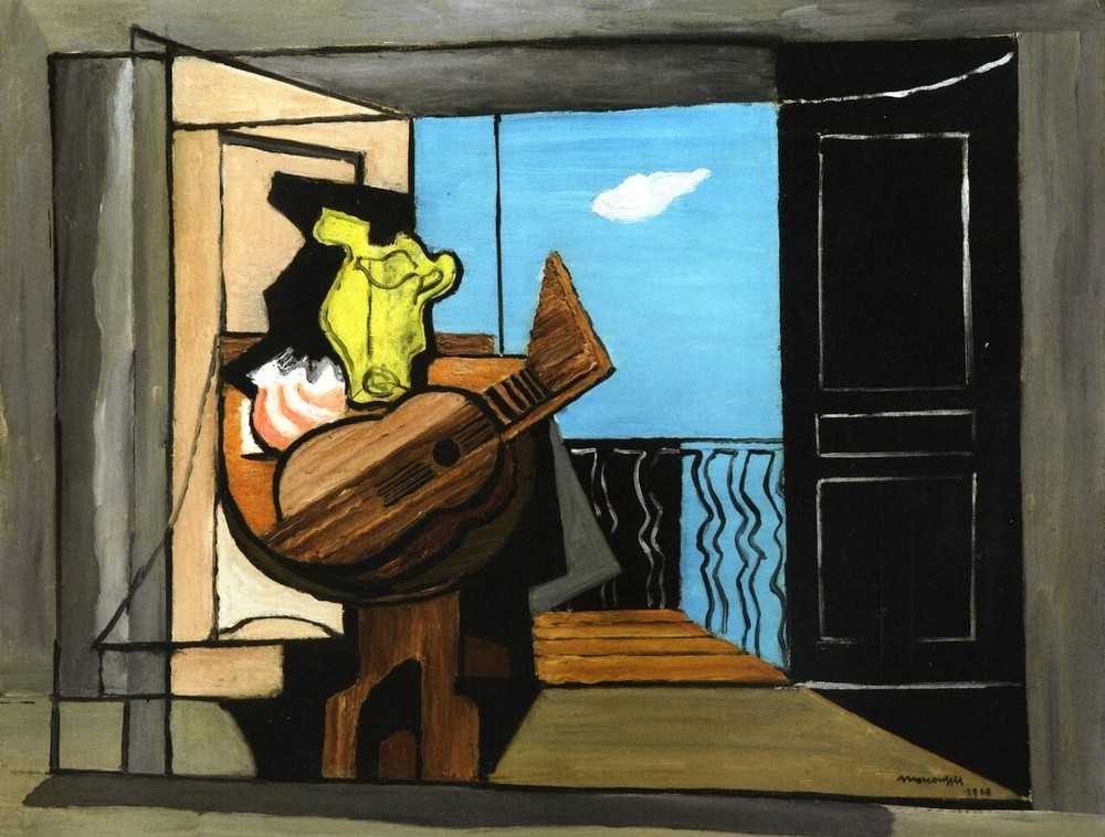 Oil painting abstract art interior-with-Balcony-Louis-Marcoussis-oil-painting-image