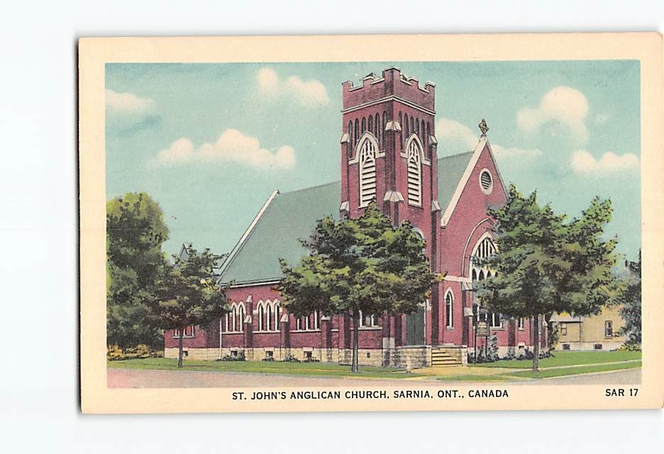 Postcard St. John's Anglican Church Sarnia Ontario Canada