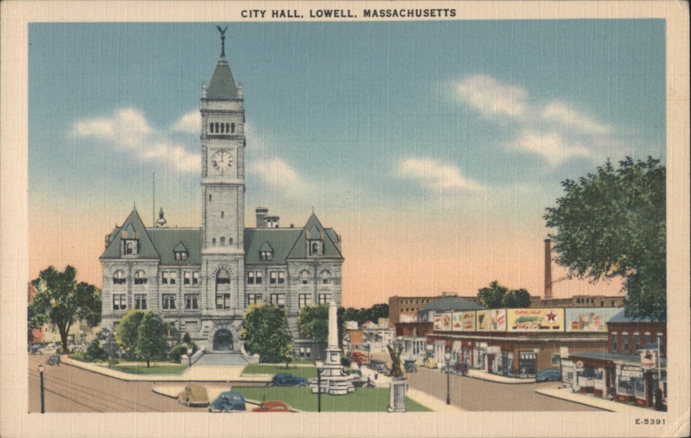 Lowell, Massachusetts MA City Hall Original Vintage Postcard
