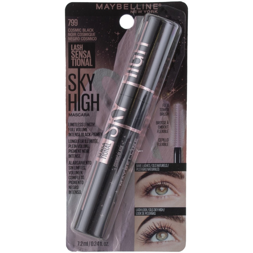 3 Pack Maybelline Lash Sensational Sky High Mascara in Cosmic Black 799, 0.24 fl oz each