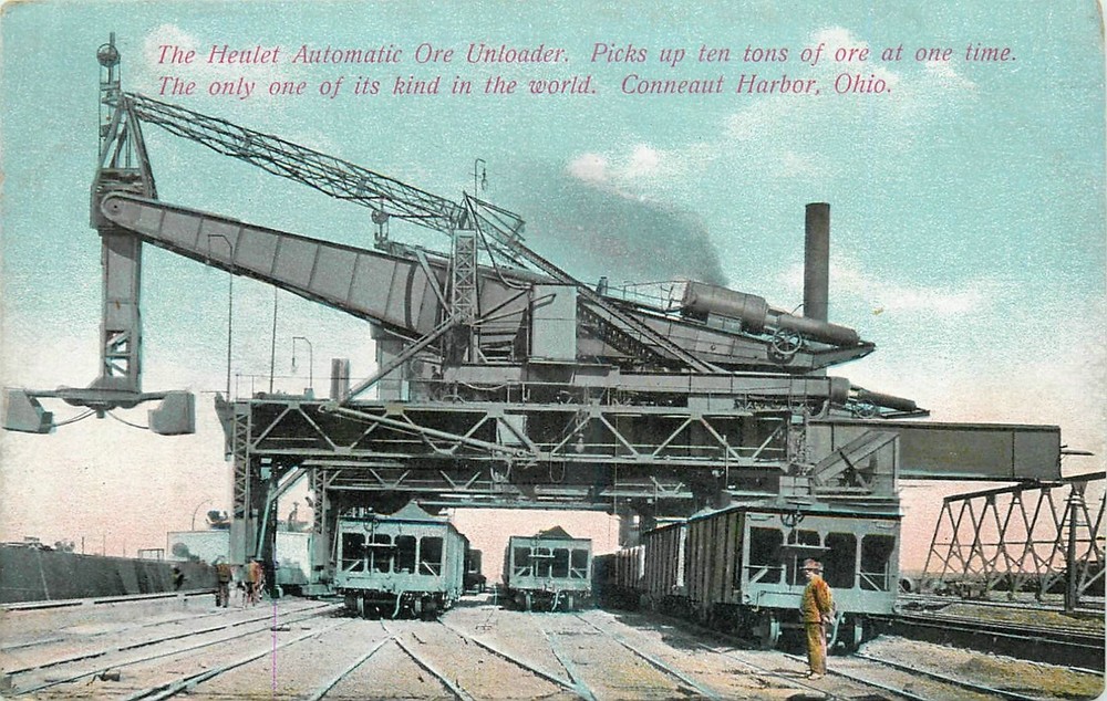 c1910 Conneaut Harbor Ohio Heulet Automatic  Ore Unloader Postcard 26-70