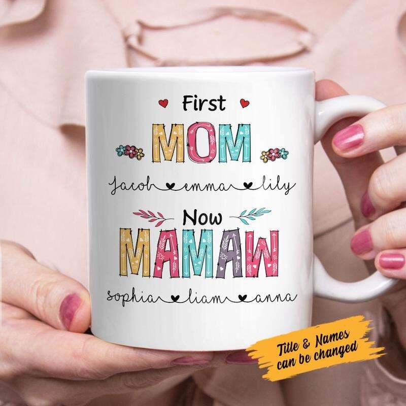 Personalized First Mom Now Grandma Mug Personalized Coffee Mug