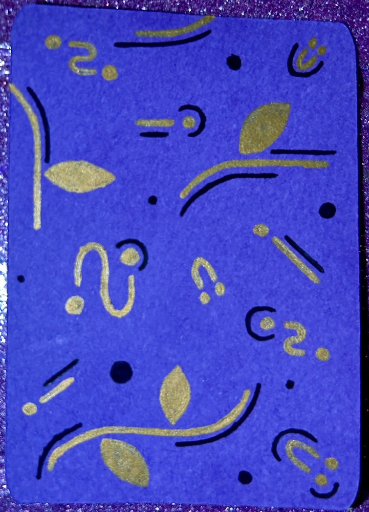 Original ACEO Handmade Abstract Line Drawing Art Ink on Purple Paper