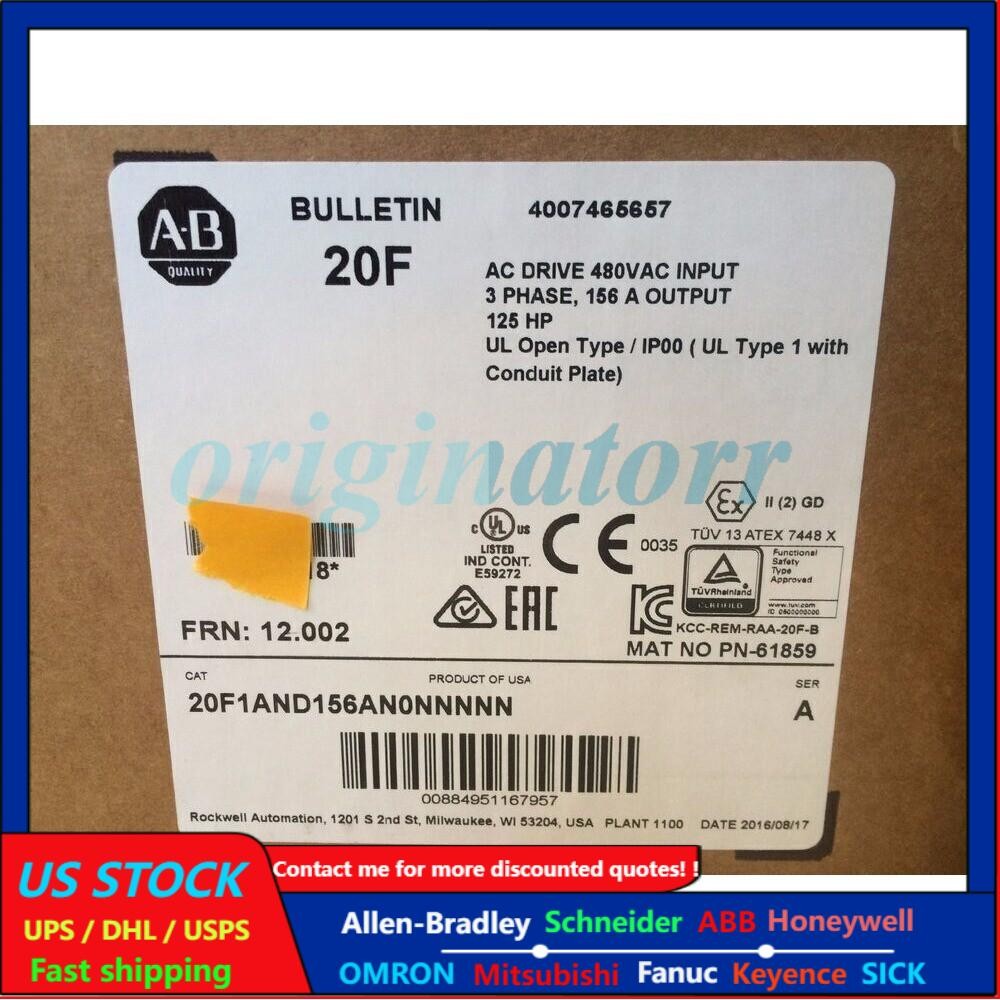 New AB 20F1AND156AN0NNNNN PowerFlex 753 VFD Drive 20F1AND156AN0NNNNN US Free Tax